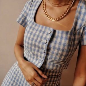 Zara Blue Gingham Crop Top (size small)